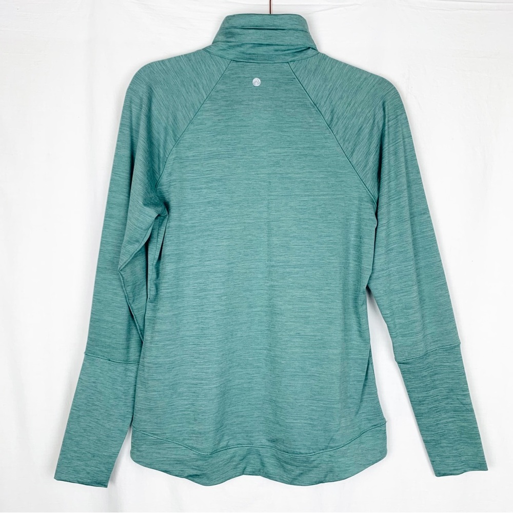 Apana Quarter Zip Long Sleeve Track Jacket Soft Green Thumbholes size M - Picture 3 of 10
